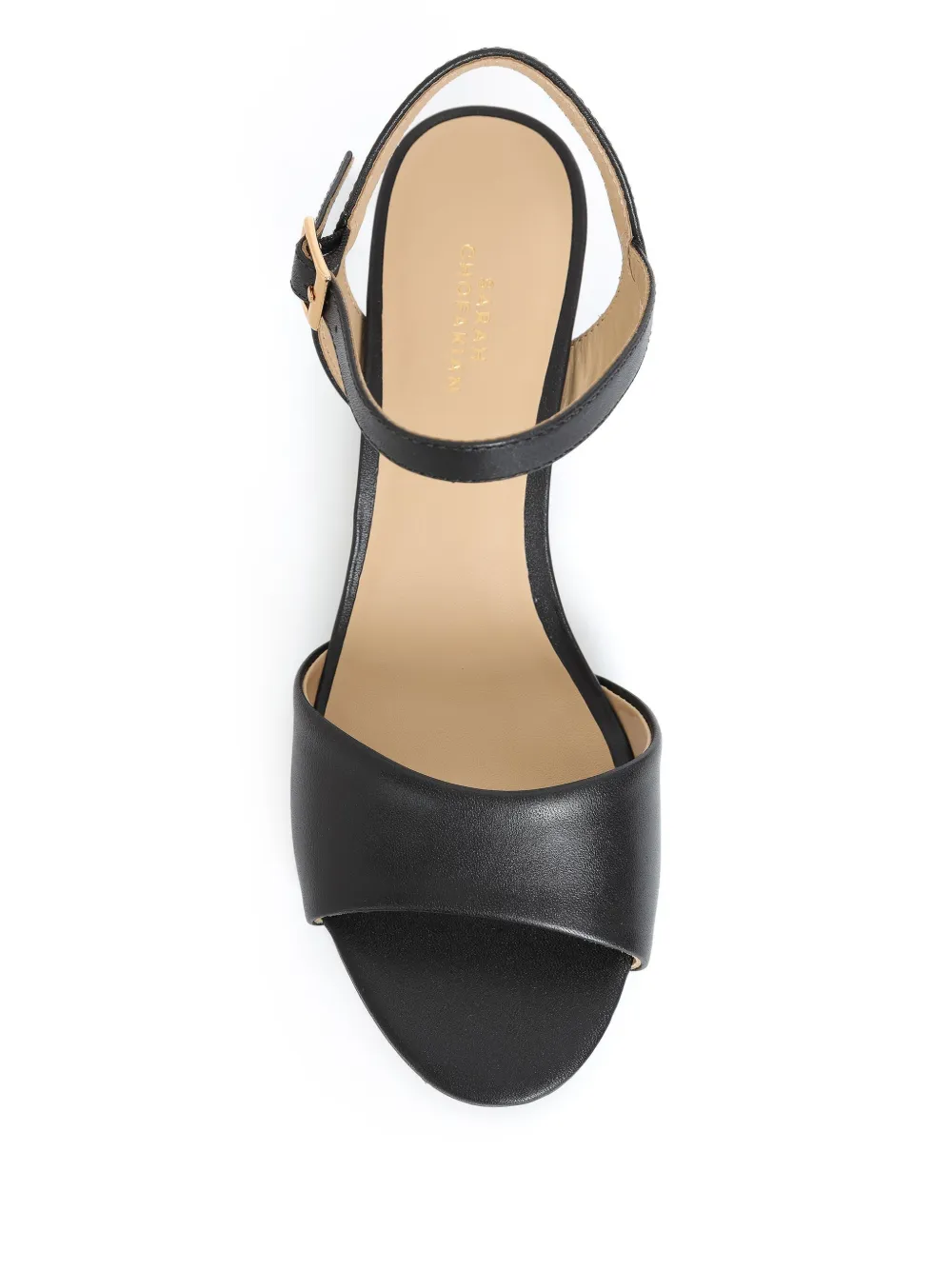 Sarah Chofakian 50 mm Capuccino sandalen met enkelbandje Zwart