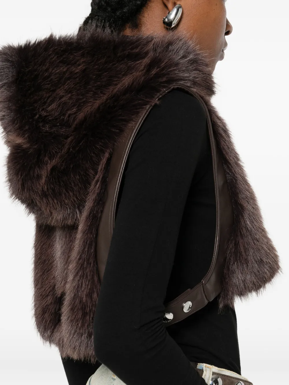Patrizia Pepe Shearling Gilet In Brown