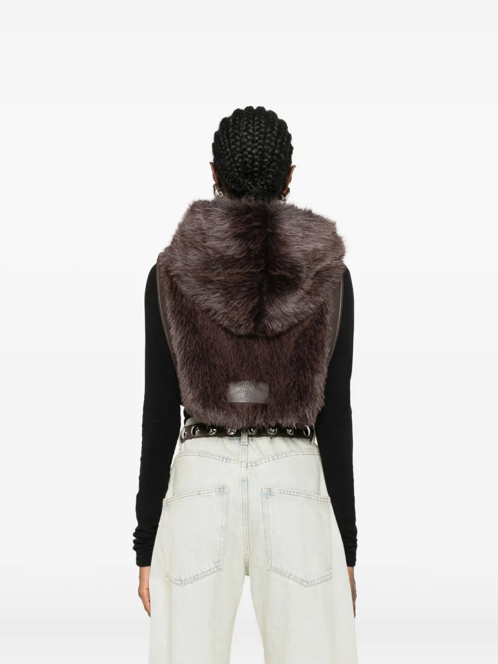 Patrizia Pepe Shearling Gilet In Brown