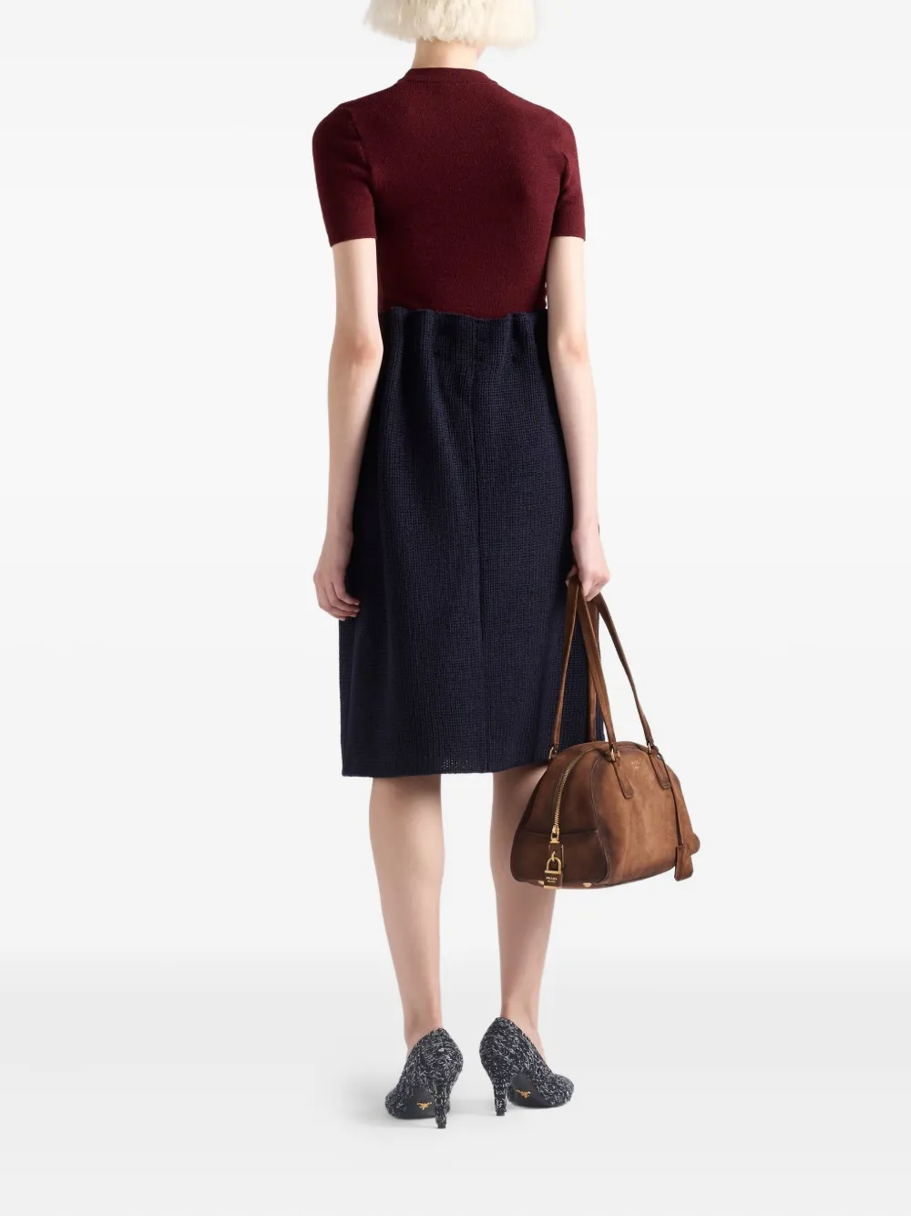 Prada Openwork Motif Wool Sweater With Pendants In Burgundy