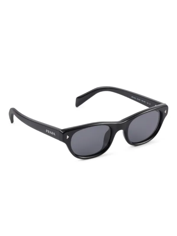 PRADA ブラック サングラス ラウンド型 Prada Eyewear ラウンドフレーム サングラス | ブラック | FARFETCH JP