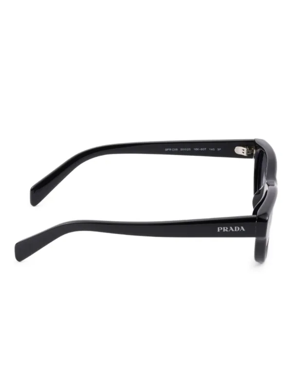 PRADA ブラック サングラス ラウンド型 Prada Eyewear ラウンドフレーム サングラス | ブラック | FARFETCH JP