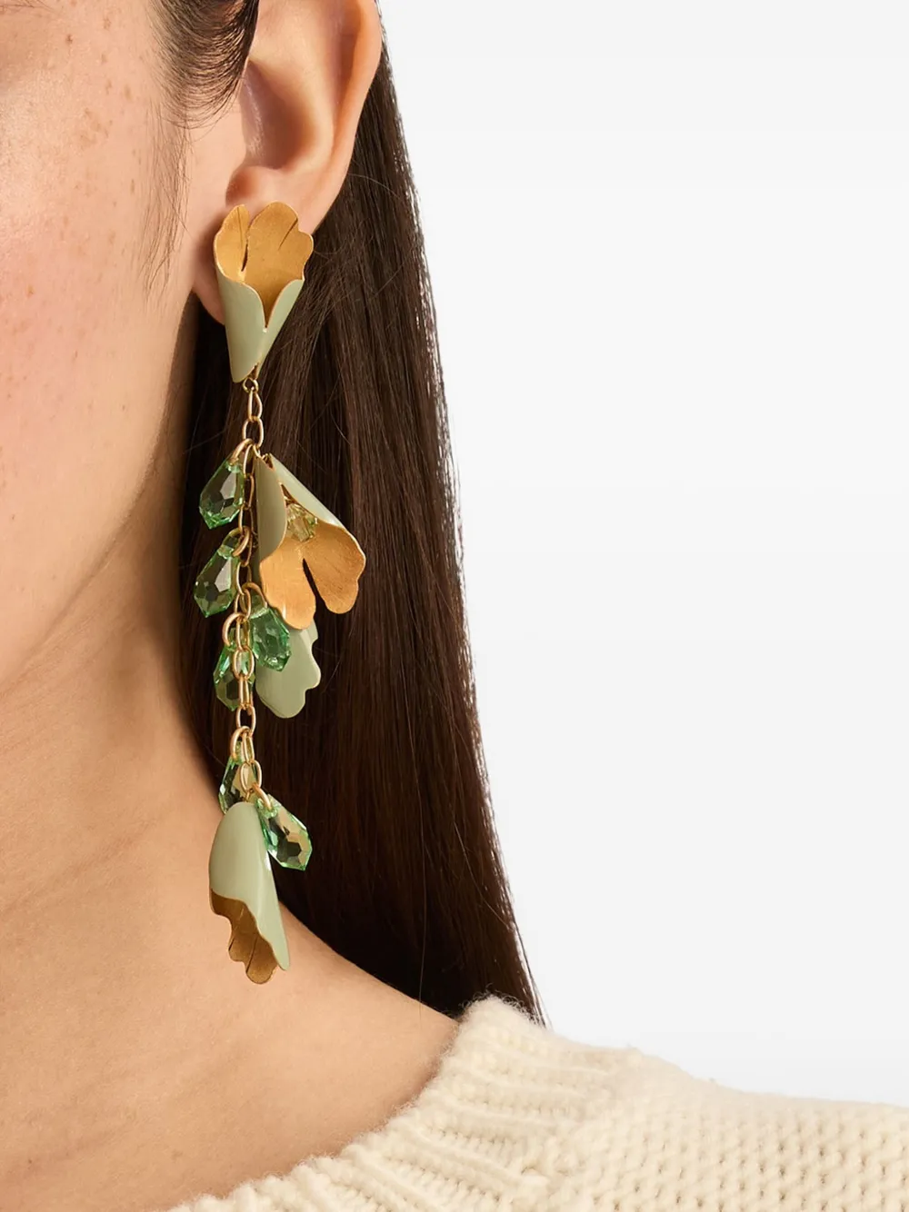 Oscar De La Renta Bellflower Drop Earrings In Green