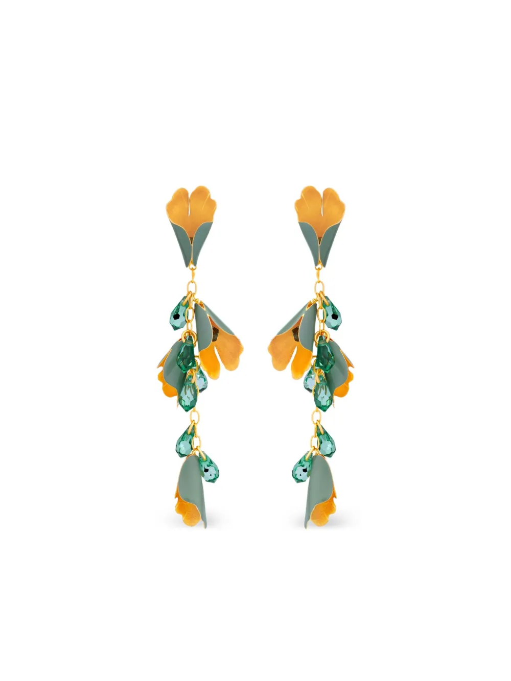 Oscar De La Renta Bellflower Drop Earrings In Green