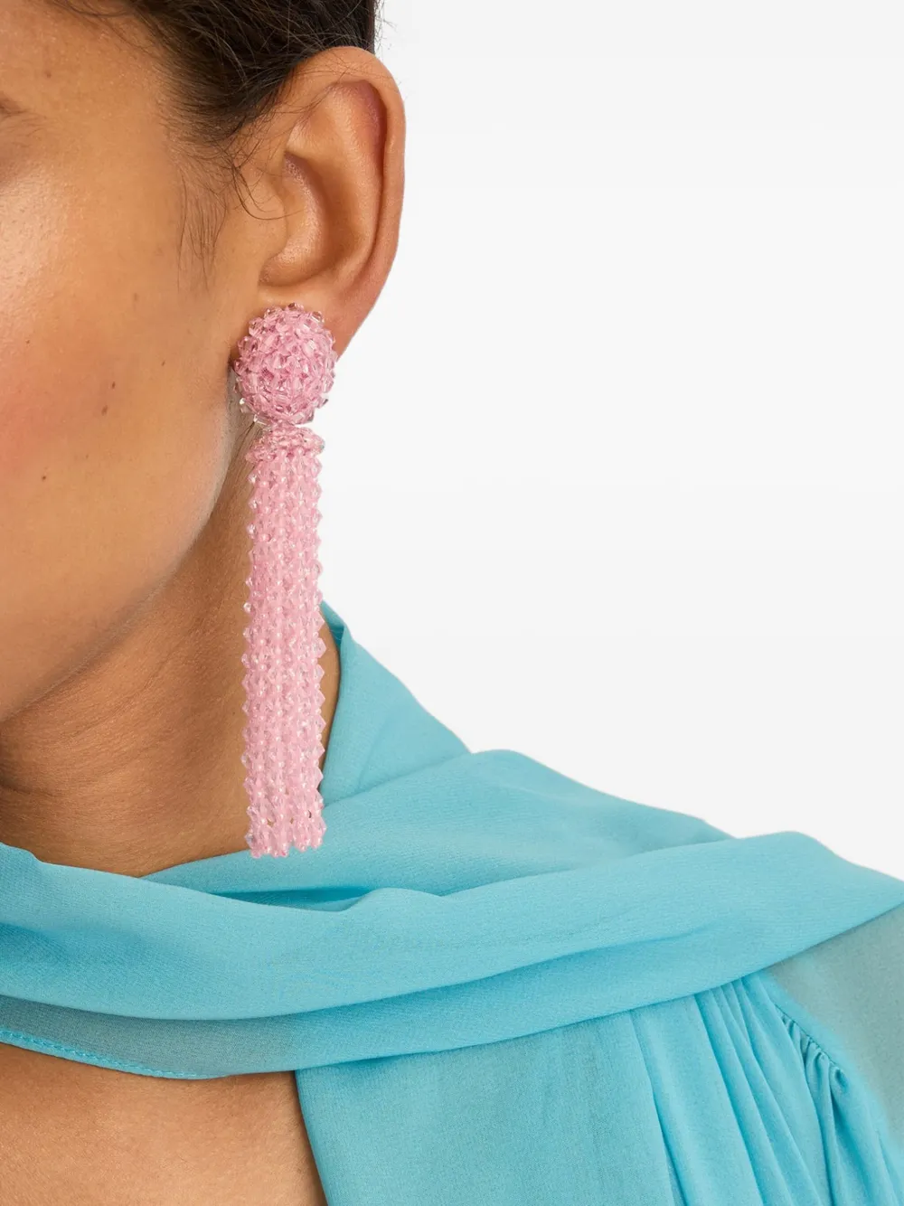 Oscar de la Renta Oorbellen verfraaid met kralen en kwastje - Roze