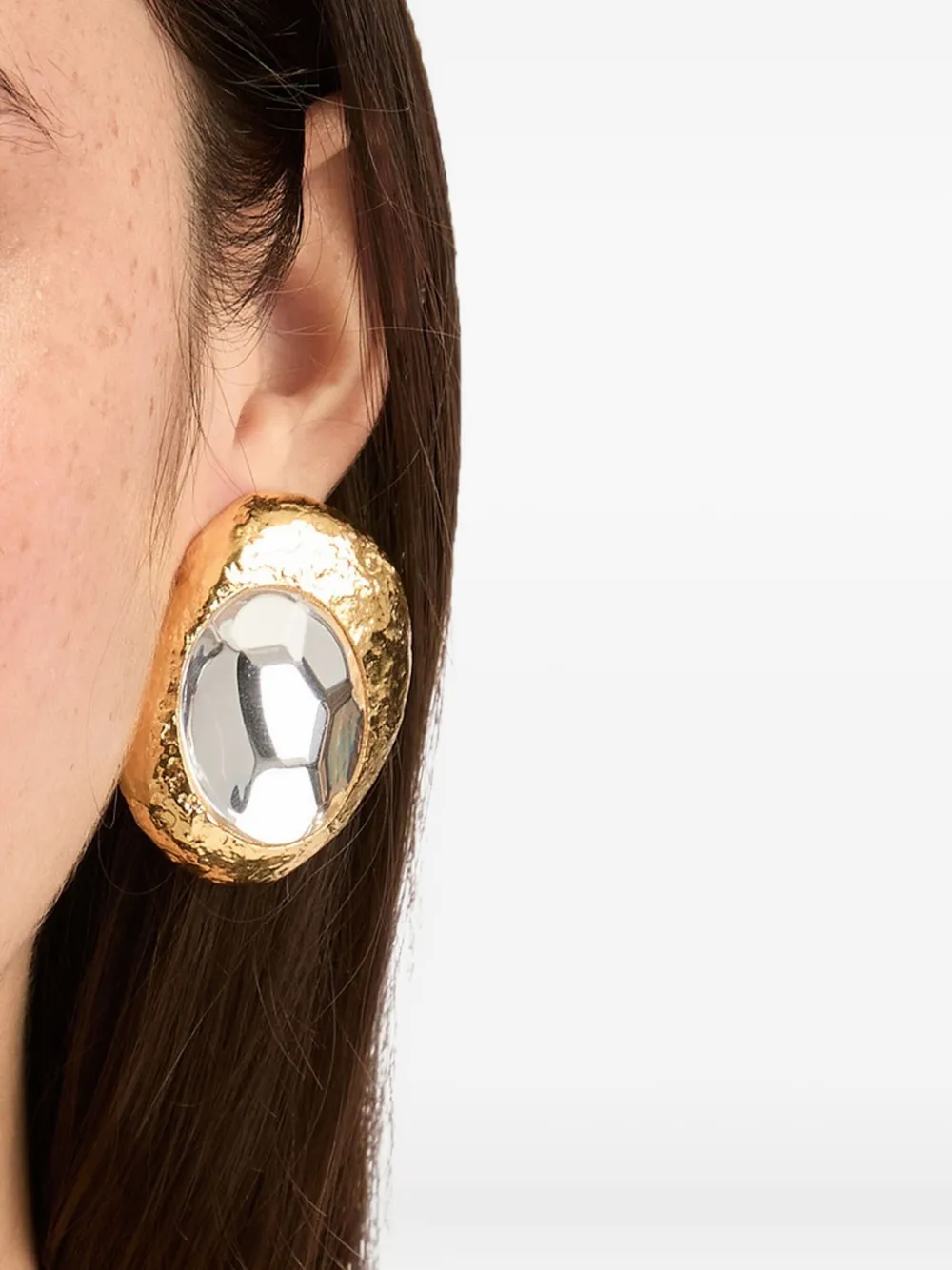 Oscar de la Renta Gehamerde oorbellen met ovalen studs - Goud
