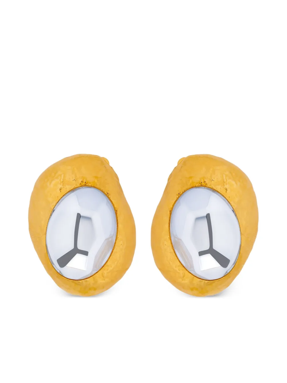 Oscar De La Renta Hammered Oval Clip-on Earrings In Yellow