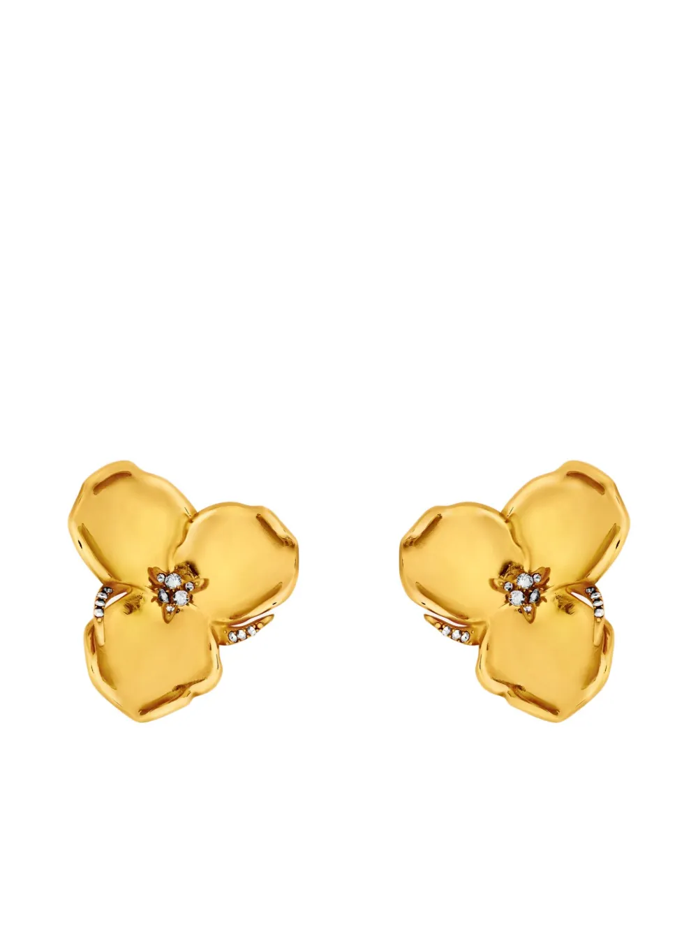 Oscar De La Renta Floral Stud Earrings In Gold