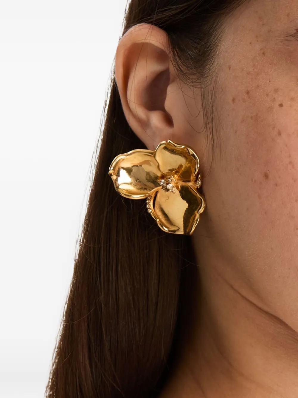 Oscar De La Renta Floral Stud Earrings In Gold