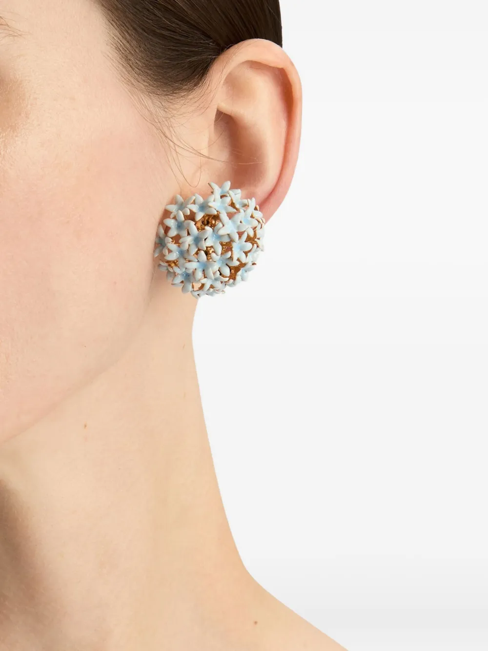 Oscar de la Renta Oorbellen met bloemen - Blauw