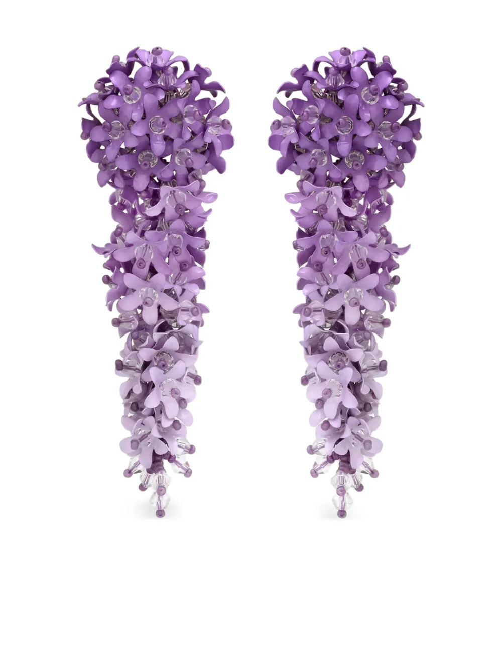 Oscar De La Renta Floral Drop Earrings In Purple