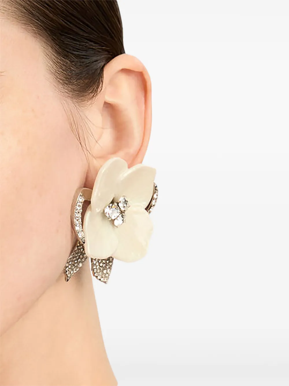 Oscar de la Renta Bloemvormige oorbellen - Zilver