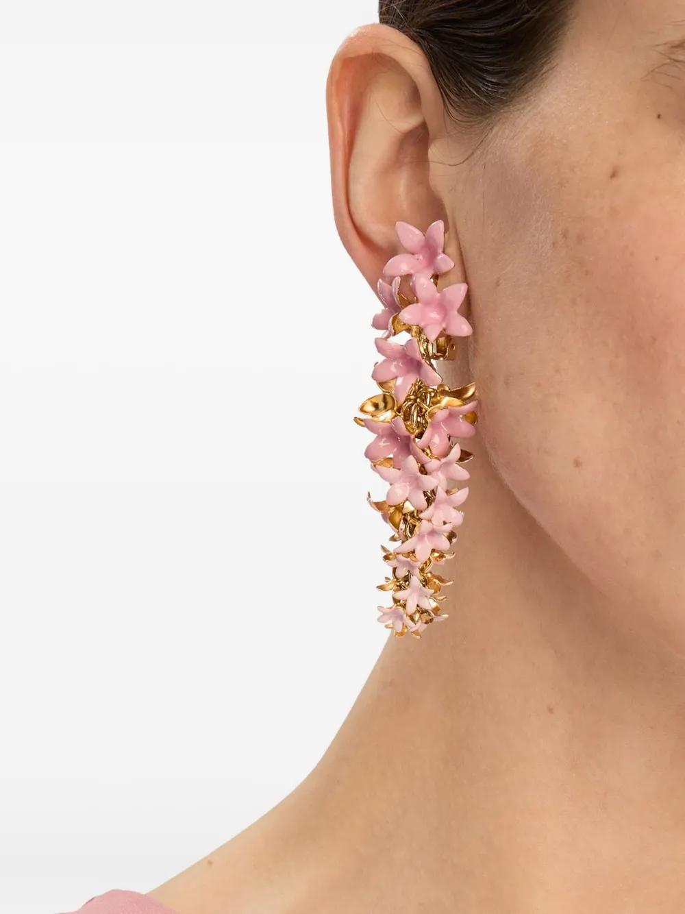 Oscar de la Renta Oorbellen met bloemen - Roze