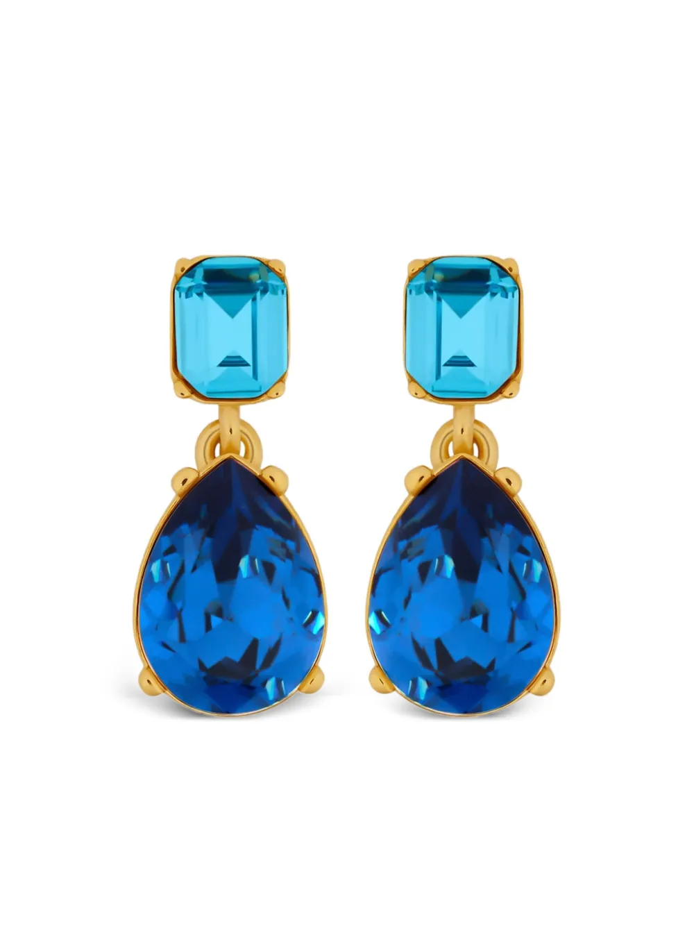 Oscar De La Renta Teardrop Square Earrings In Blue