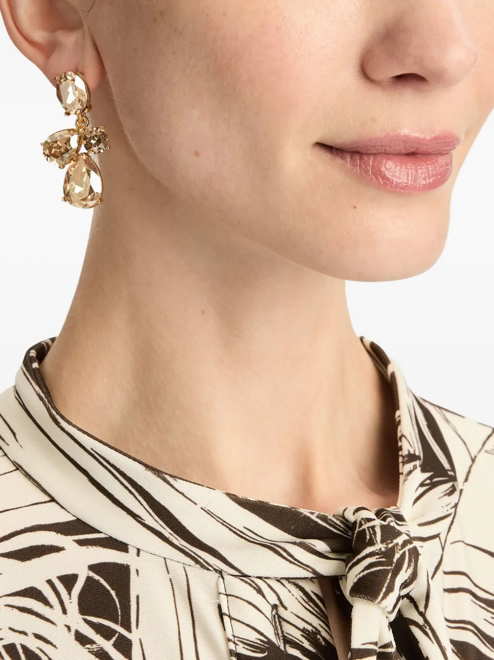 Oscar de la Renta Oorbellen verfraaid met kristallen - Goud