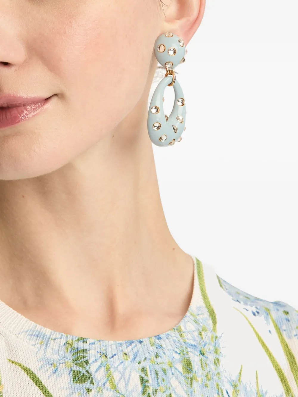 Oscar De La Renta Stones Round Earrings In Blue