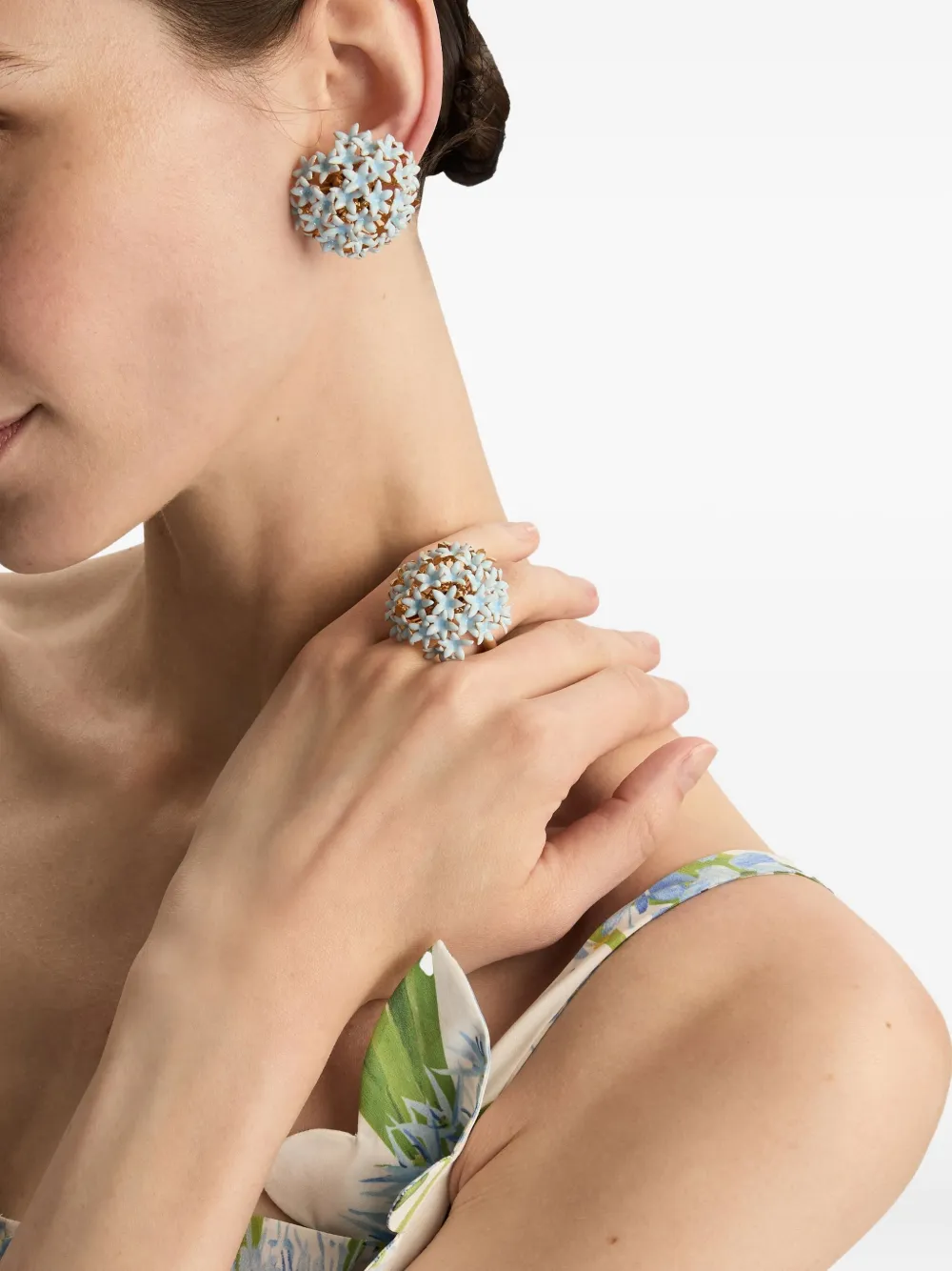 Oscar de la Renta Ring met bloemenpompon - Goud