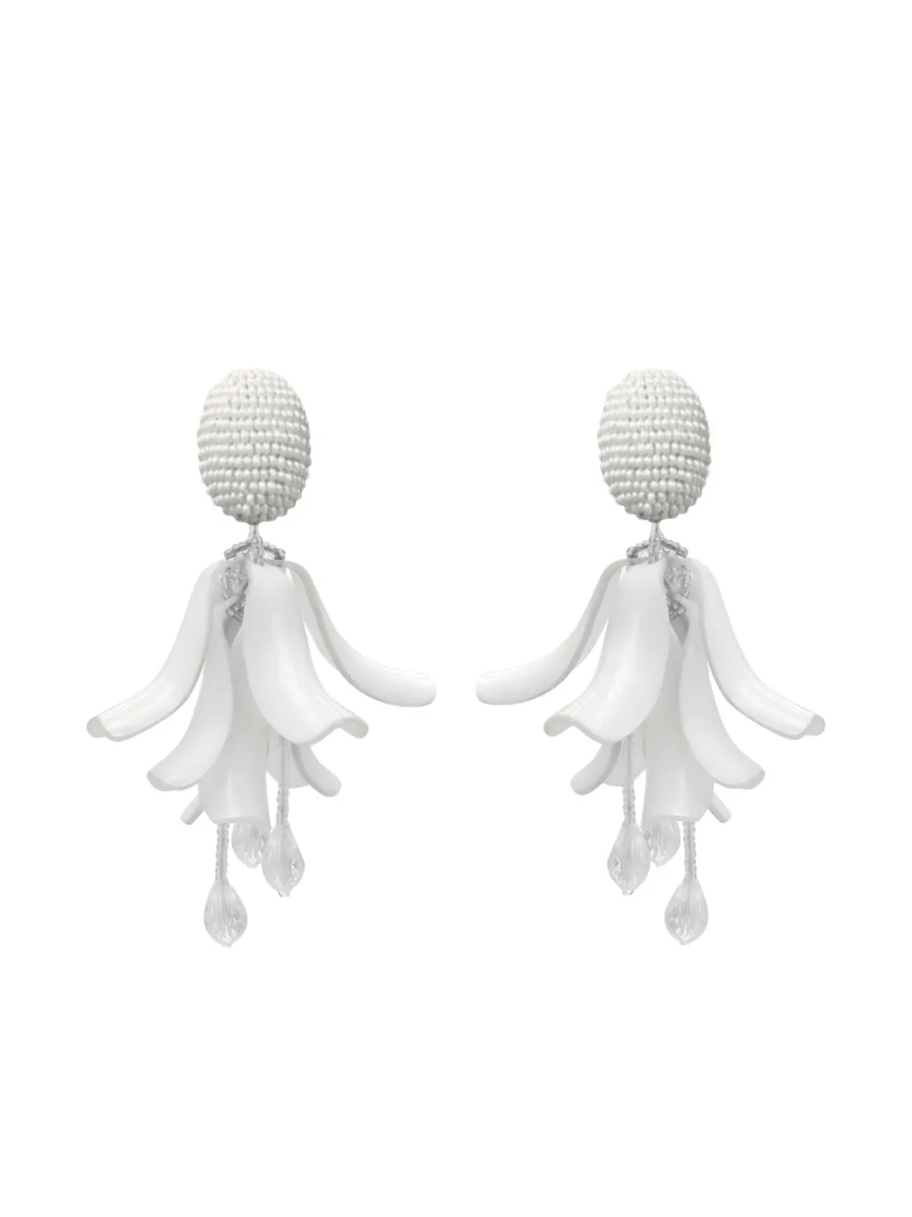 Oscar de la Renta Orecchini a fiore con perline - Bianco
