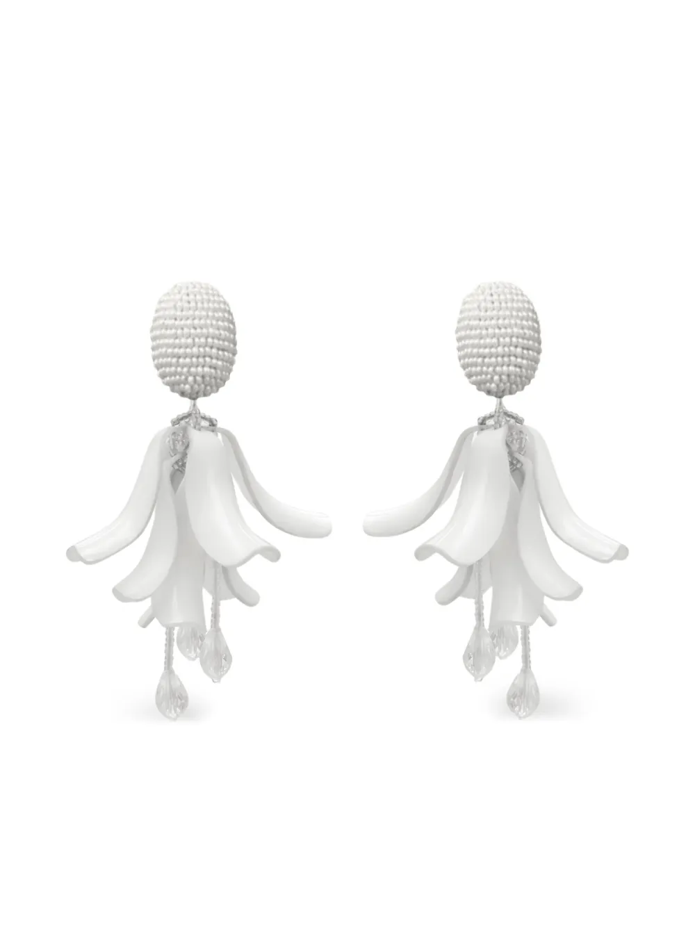 Oscar de la Renta Orecchini a fiore con perline - Bianco