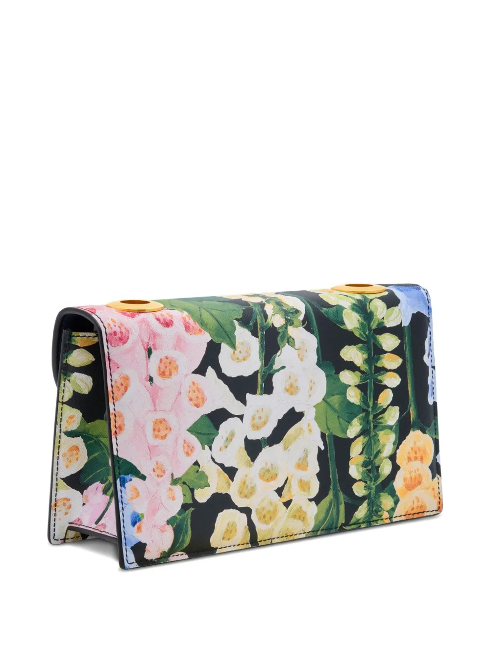 Oscar De La Renta Tro Floral-appliqué Chain Shoulder Bag In Green