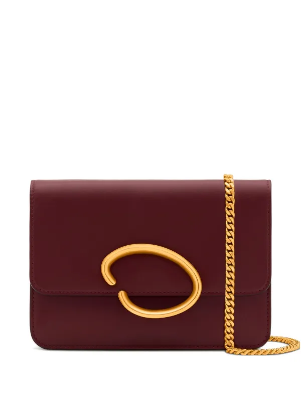 Oscar de la Renta O Pochette Circle Chain Shoulder Bag in Red
