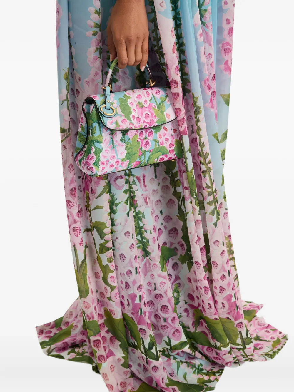 Oscar de la Renta The Mini Poppy shopper met bloemenprint - Roze