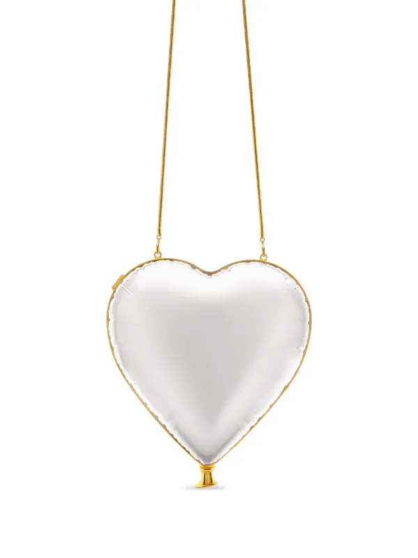 Oscar de la Renta Heart Ballon Chain Clutch Bag in Neutrals