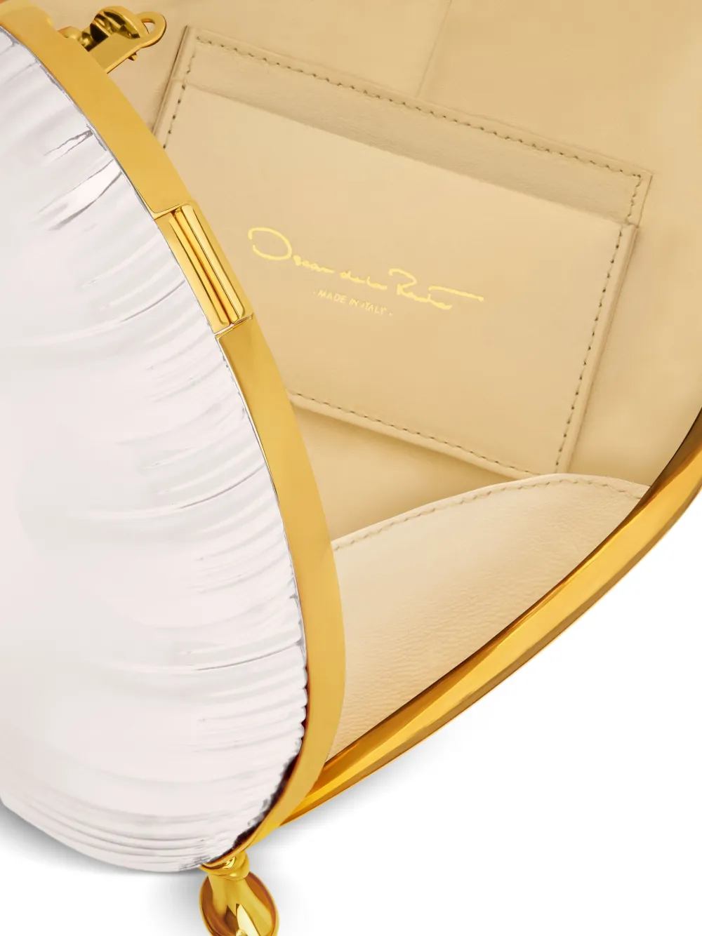 Oscar de la Renta Heart Ballon Chain Clutch Bag in Neutrals, view 4