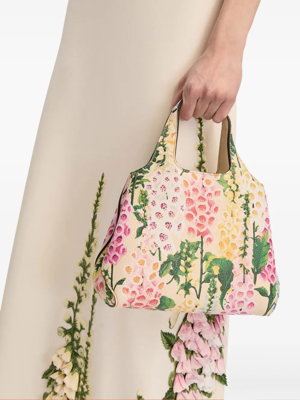 Oscar de la Renta The Mini Topaz shopper met bloemenprint - Beige