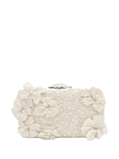 Oscar de la Renta  cherry blossom-embroidered  clutch bag