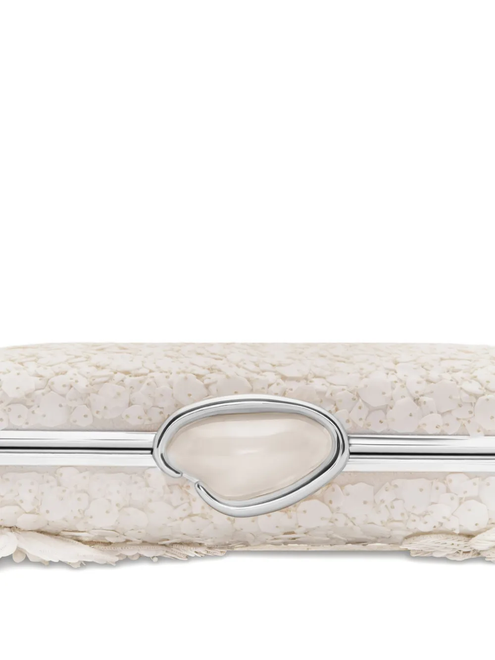 Oscar De La Renta Cherry Blossom-embroidered Clutch Bag In Neutral