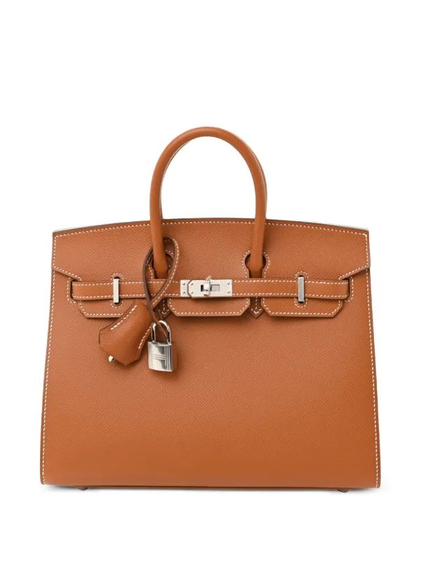 Hermès Pre-owned 2023 Birkin Sellier 25 Epsom-leather Palladium-hardware Handbag in Brown