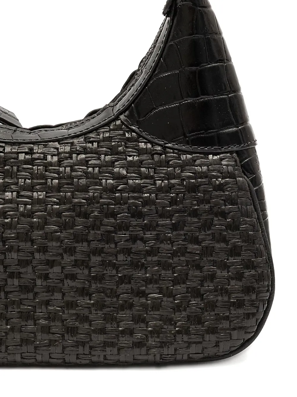 &isla Moon Woven Crocodile-effect Shoulder Bag In Black