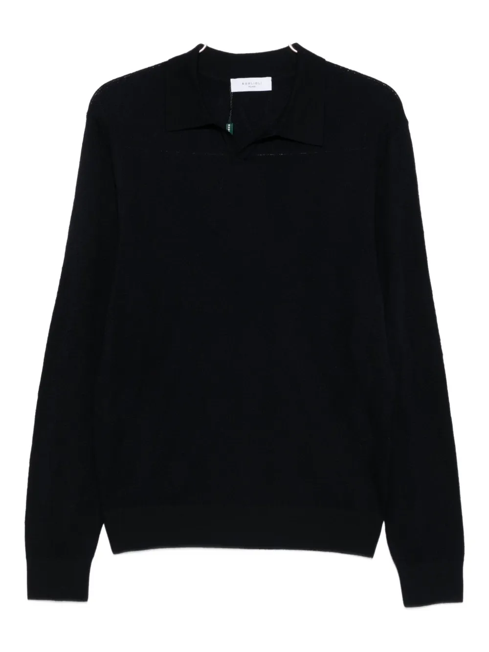 Boglioli Polo-collar Wool T-shirt In Black