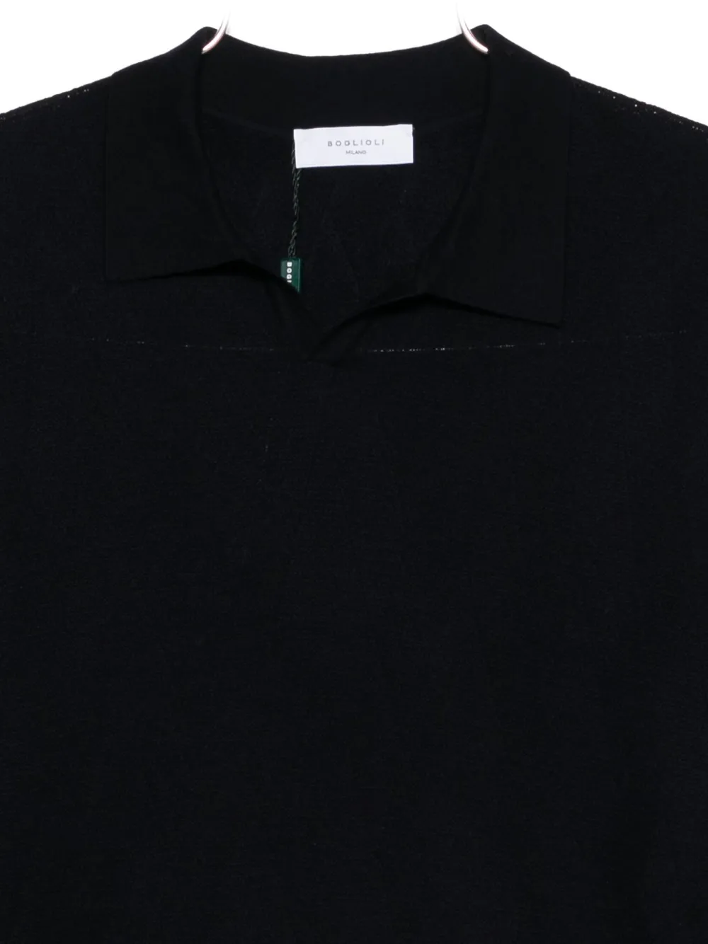 Boglioli Polo-collar Wool T-shirt In Black