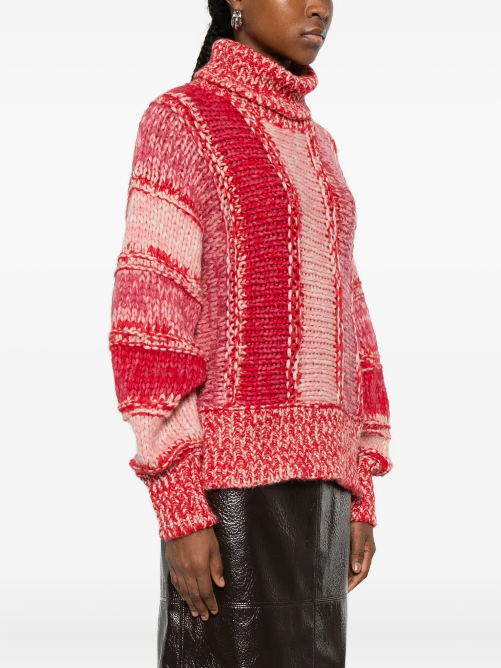 Roberto Collina Striped High-neck Sweater In Multi