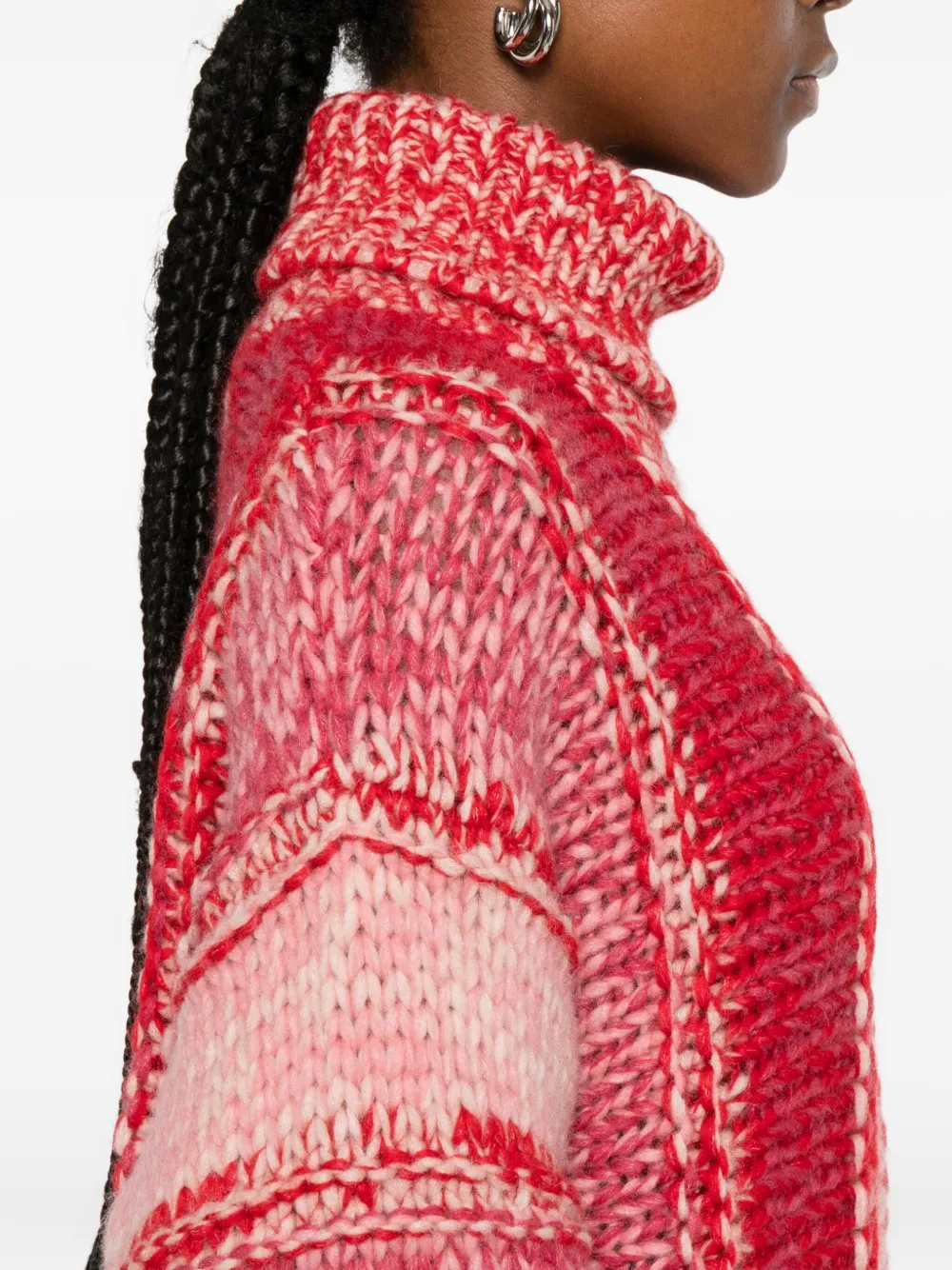 Roberto Collina Striped High-neck Sweater In Multi