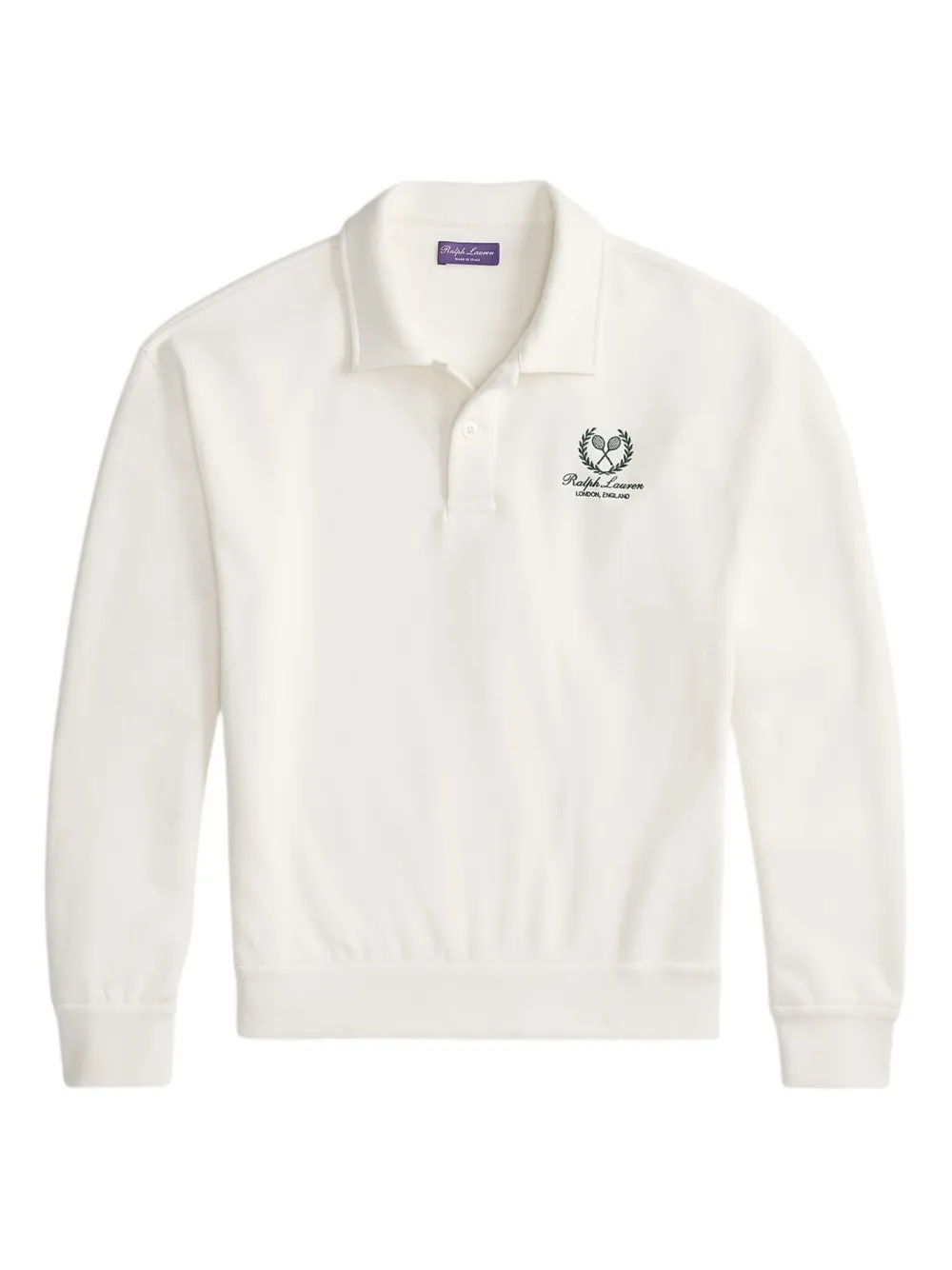 Ralph Lauren Collection embroidered-detail long-sleeve polo shirt | White | Image 1