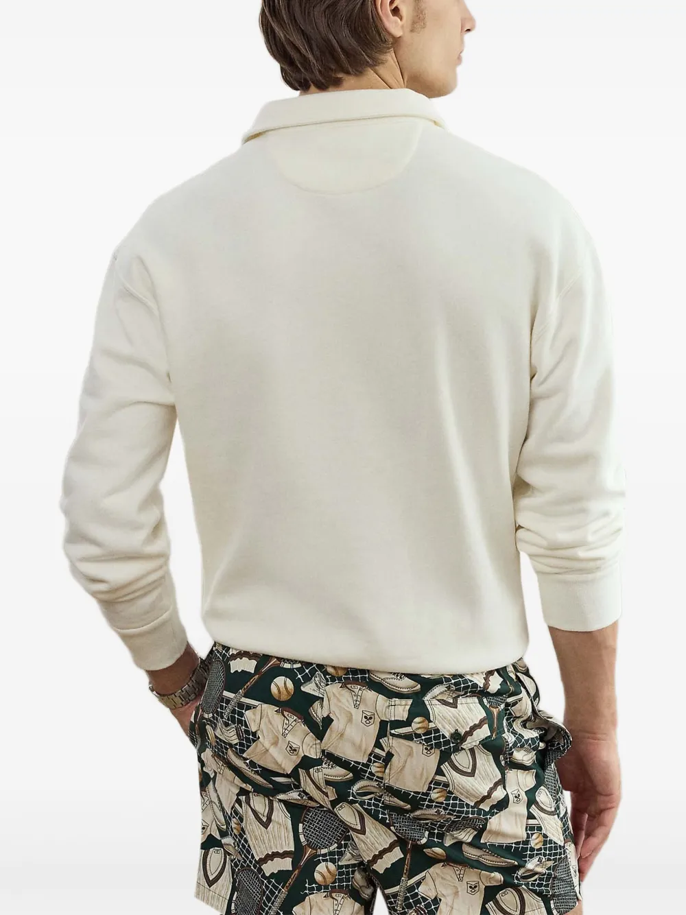 Ralph Lauren Collection Poloshirt met geborduurd detail en lange mouwen Wit