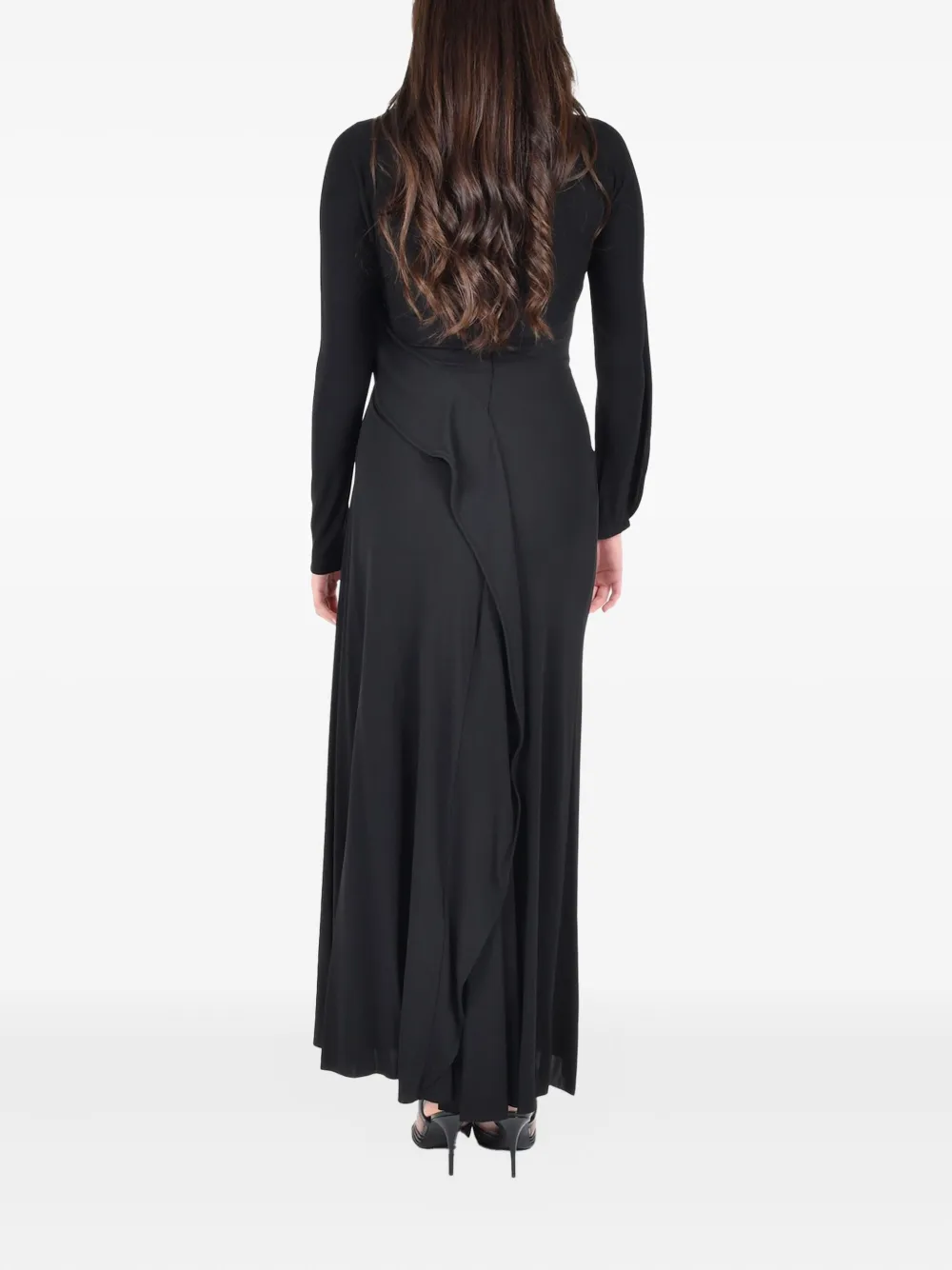 Victoria Beckham ruffled-detail maxi dress - Zwart