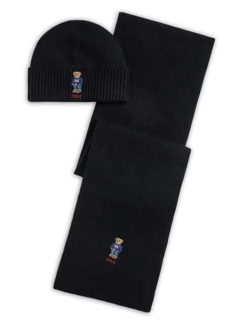 Polo Ralph Lauren set de gorro y bufanda con logo bordado