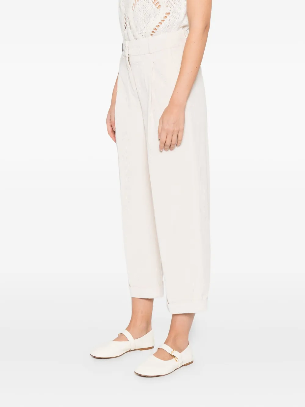 Peserico Corduroy Tapered Trousers In White