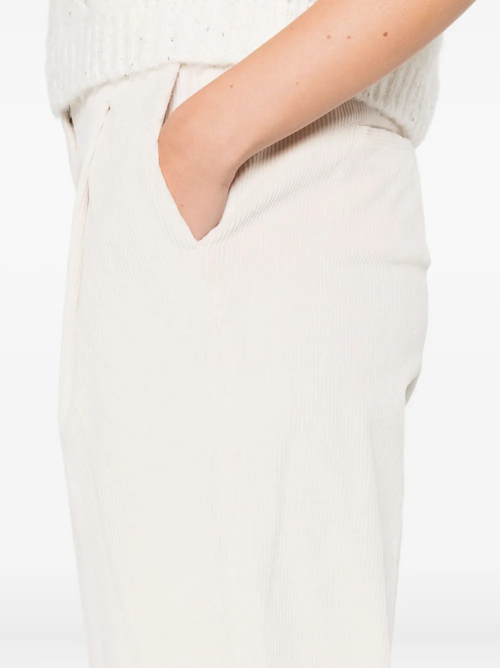 Peserico Corduroy Tapered Trousers In White