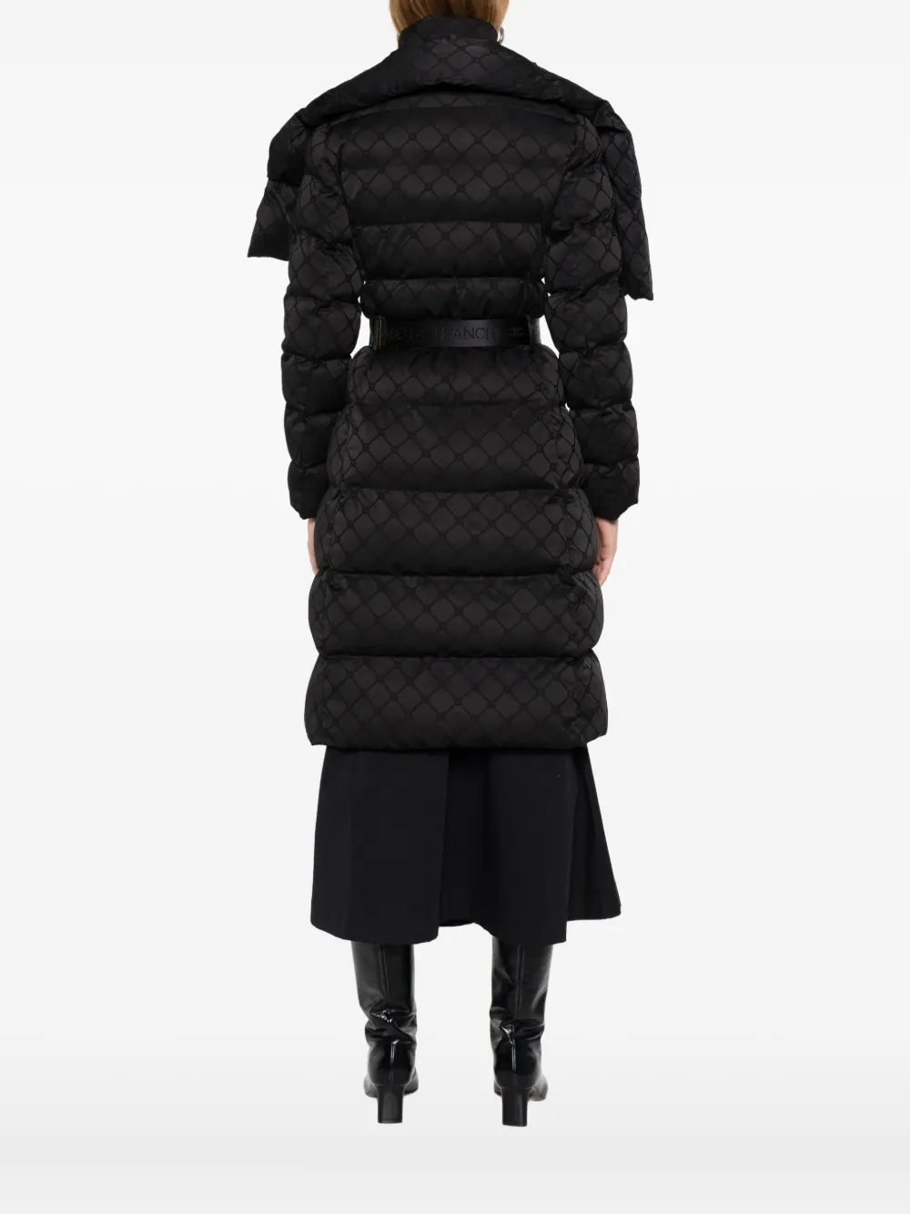 Elisabetta Franchi Belted Puffer Jacket In Black