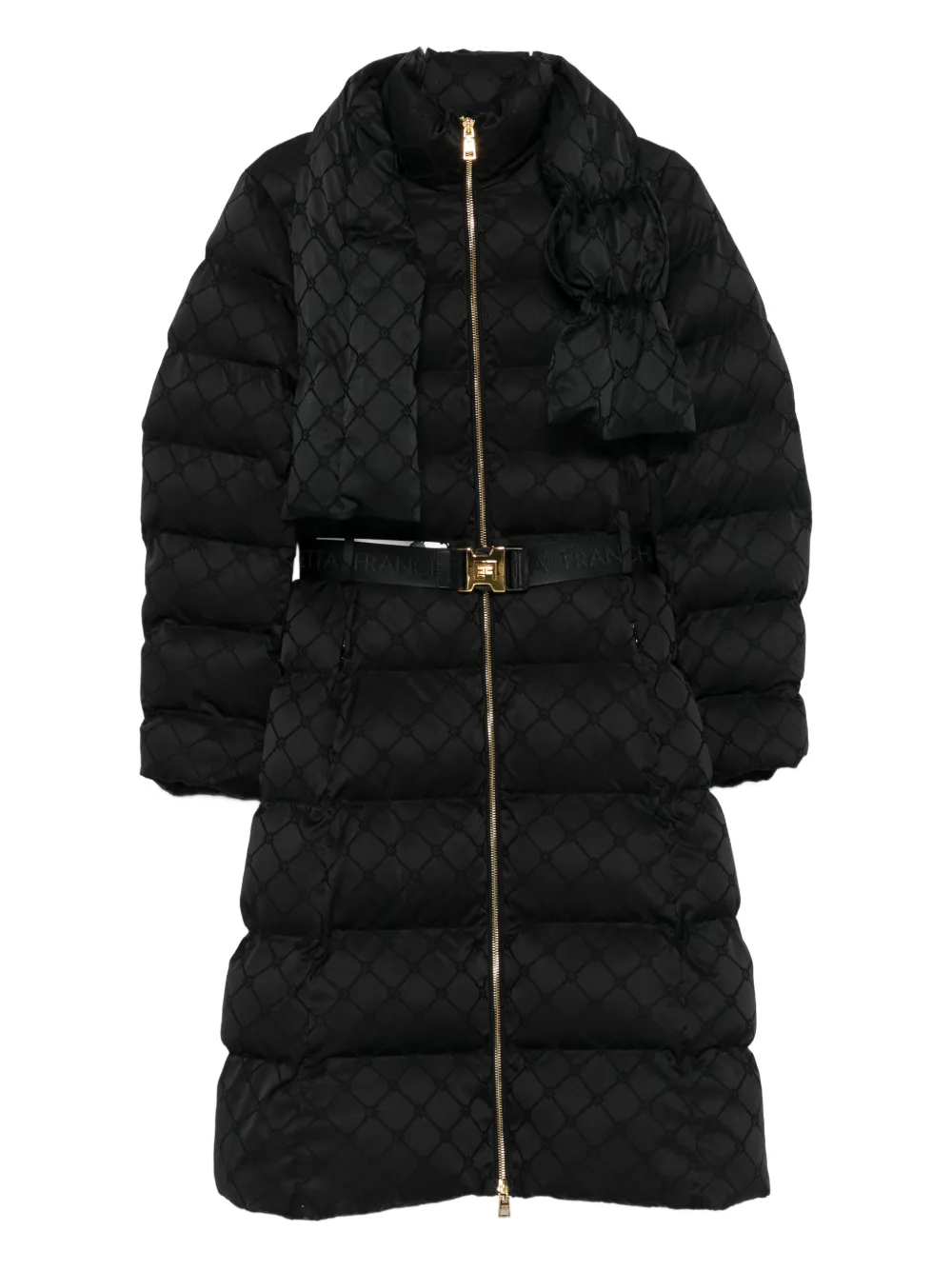 Elisabetta Franchi Belted Puffer Jacket In Black