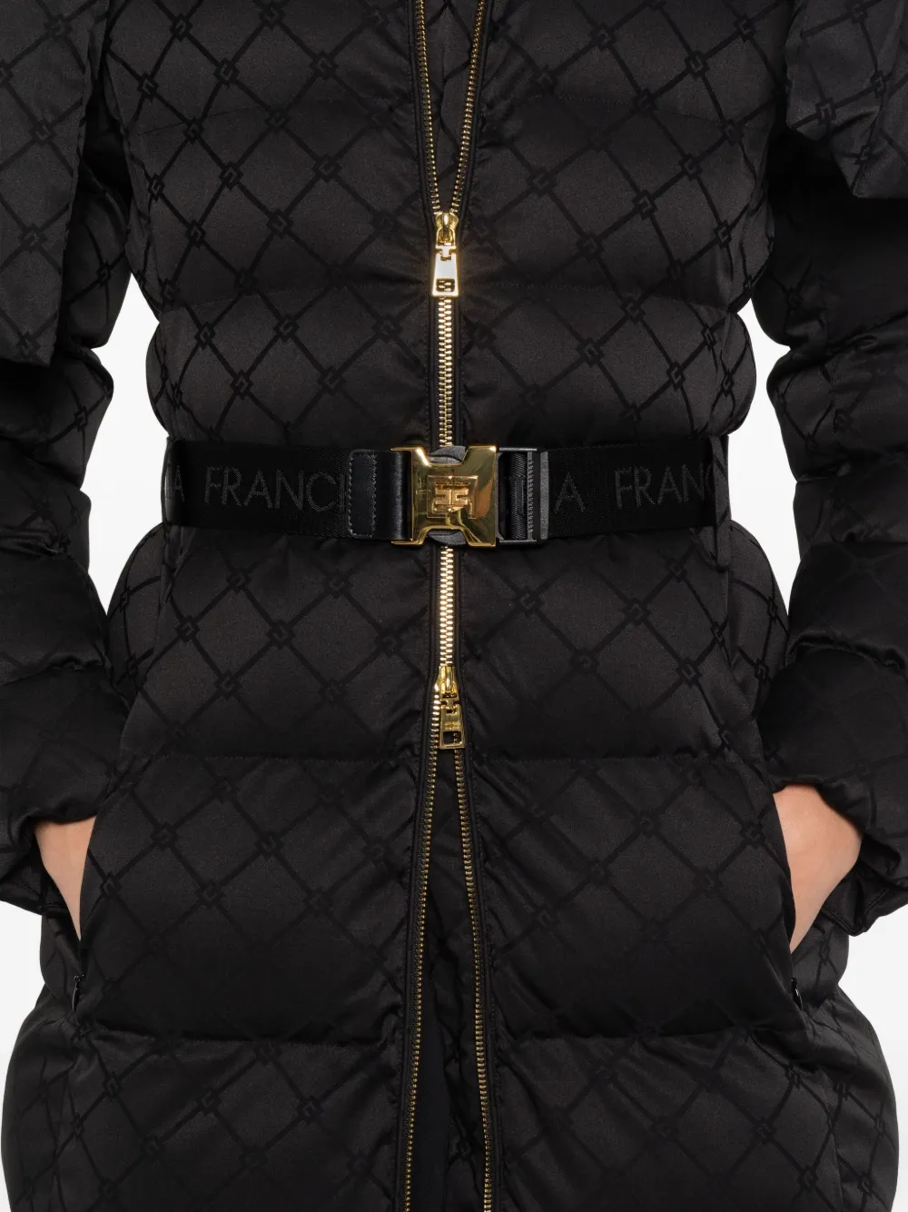 Elisabetta Franchi Belted Puffer Jacket In Black
