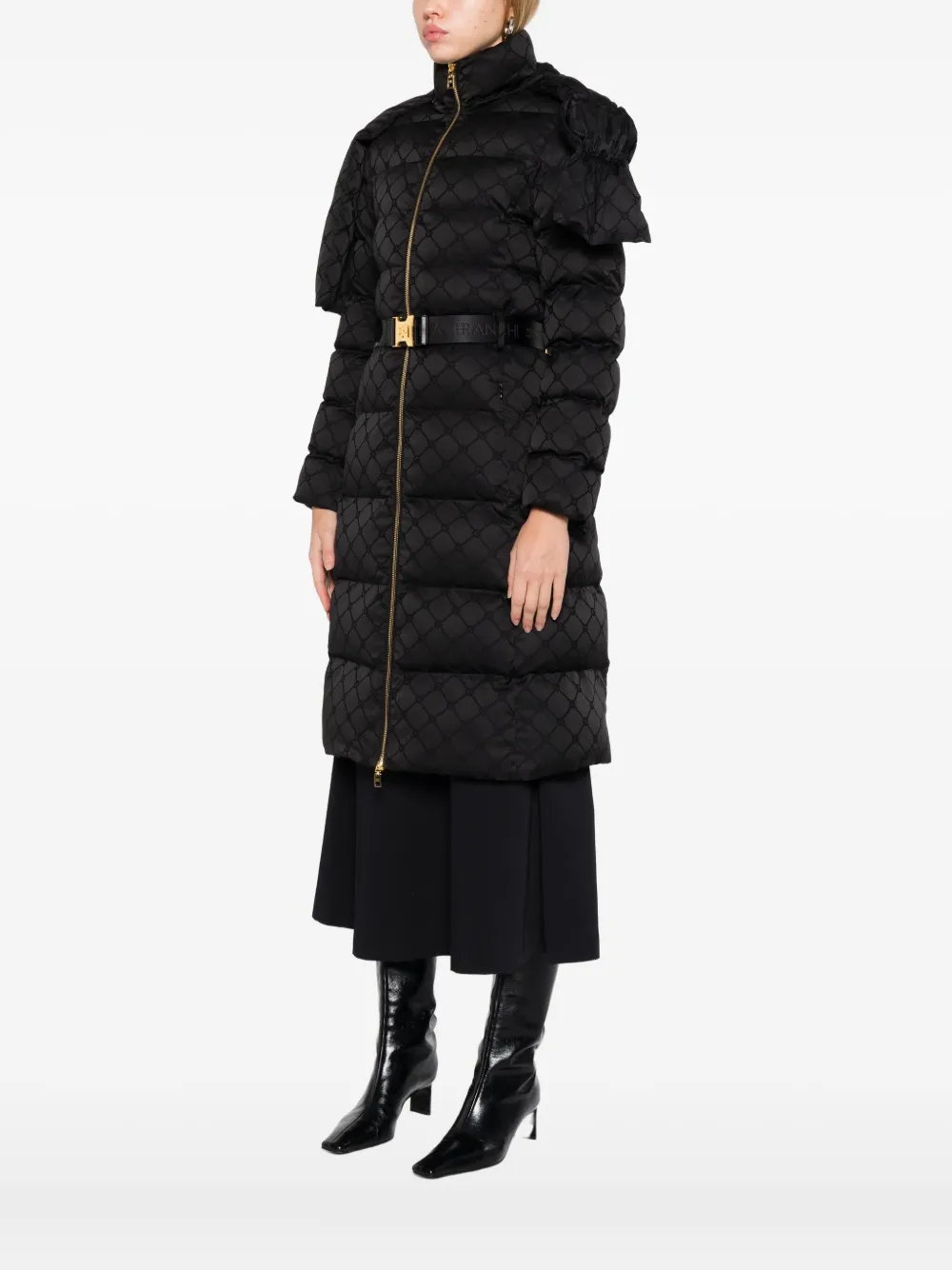 Elisabetta Franchi Belted Puffer Jacket In Black
