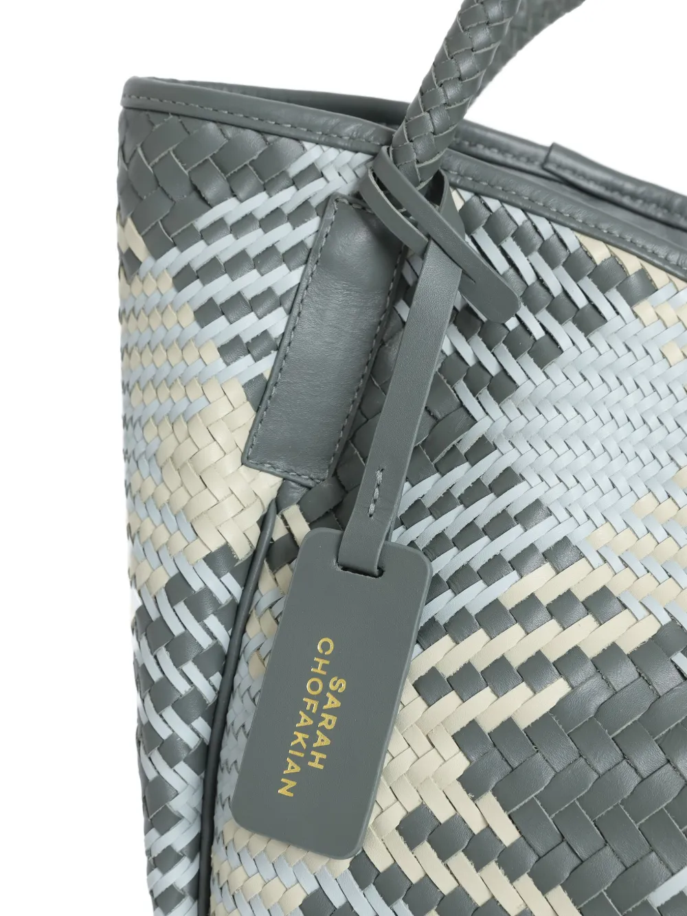 Sarah Chofakian Nougat schoudertas met geweven handgreep Grijs