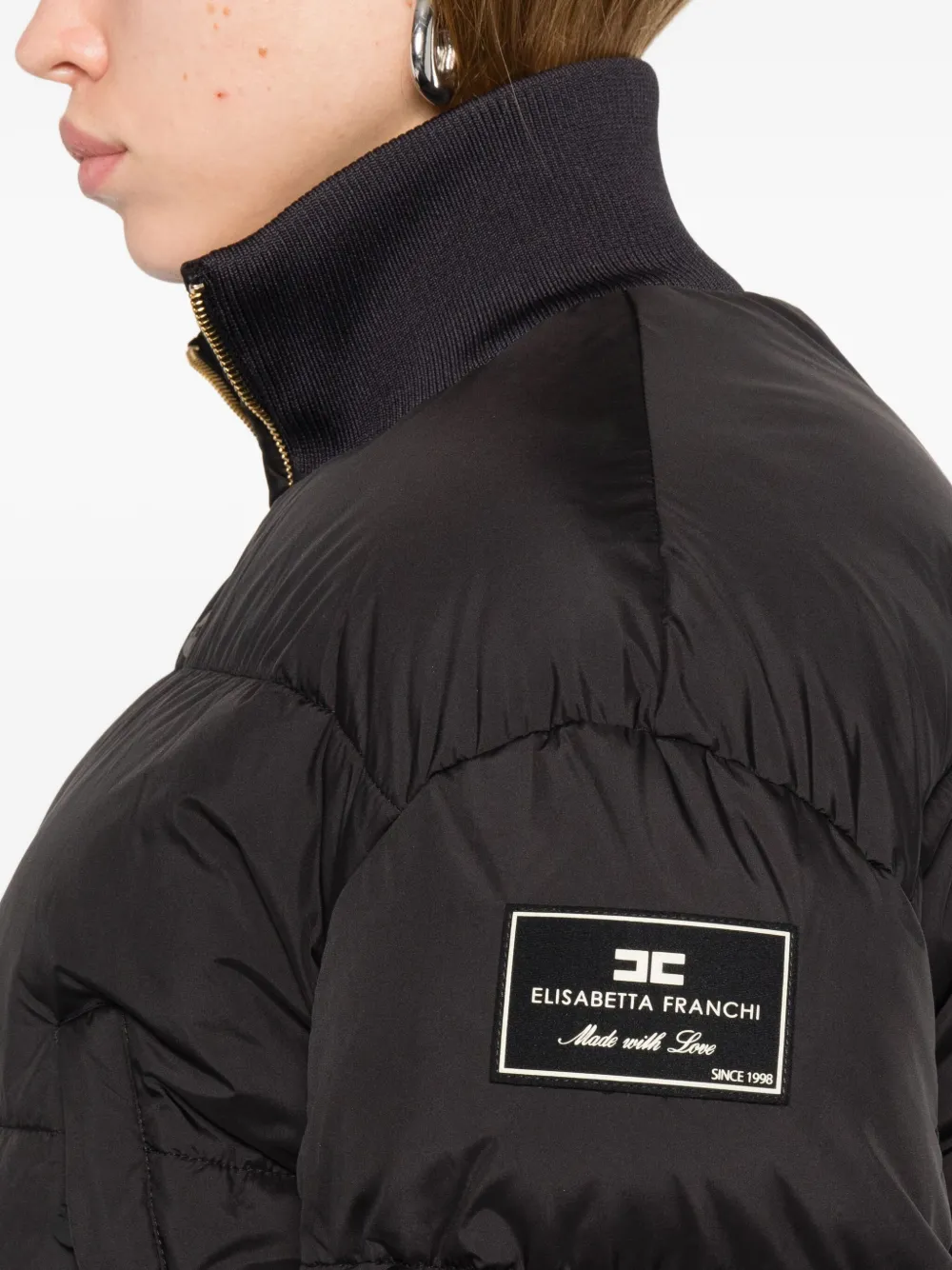 Elisabetta Franchi Zip-fastening Puffer Jacket In Black