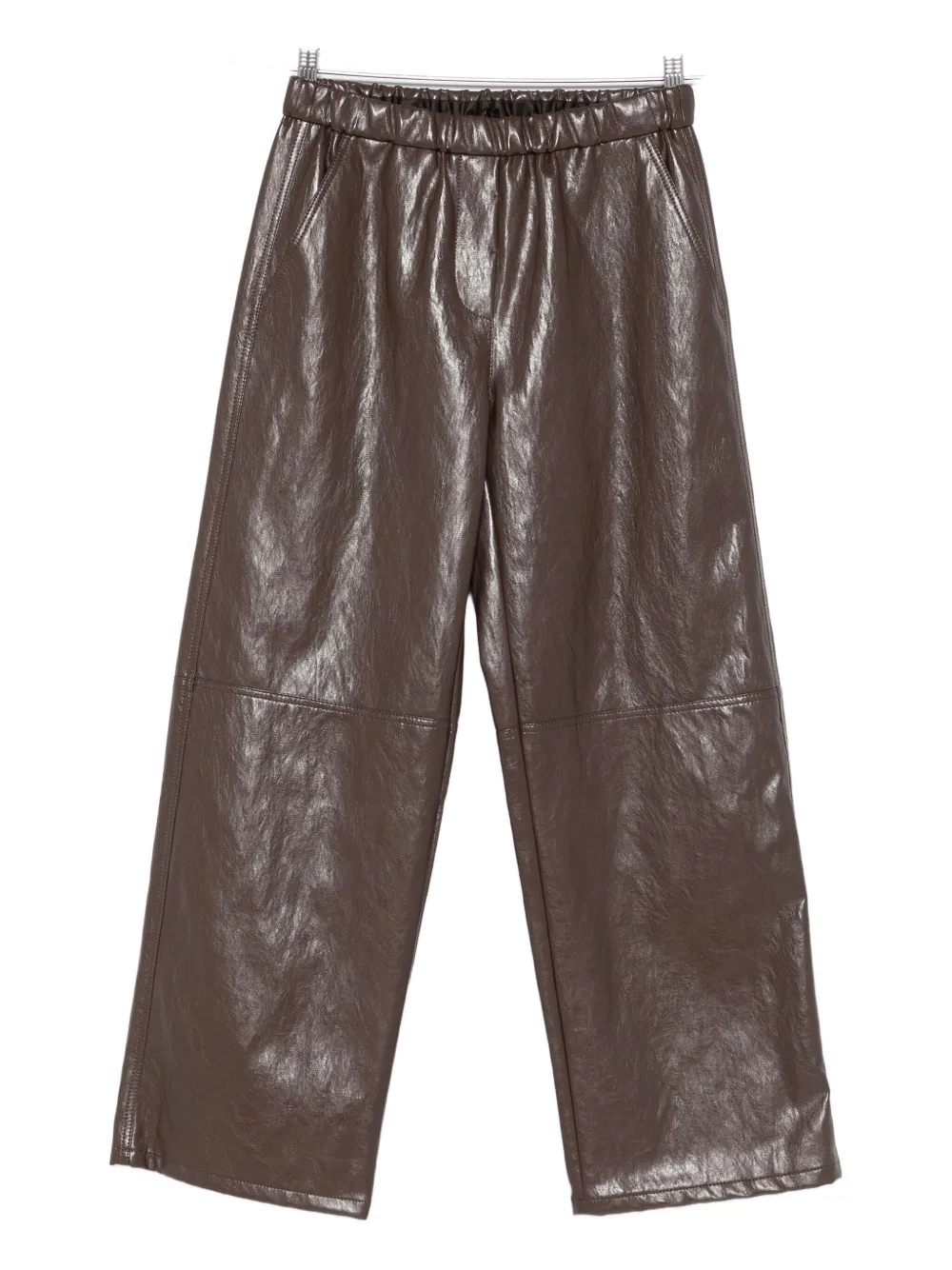 Antonelli Elastic Leather Casual Pants In Brown